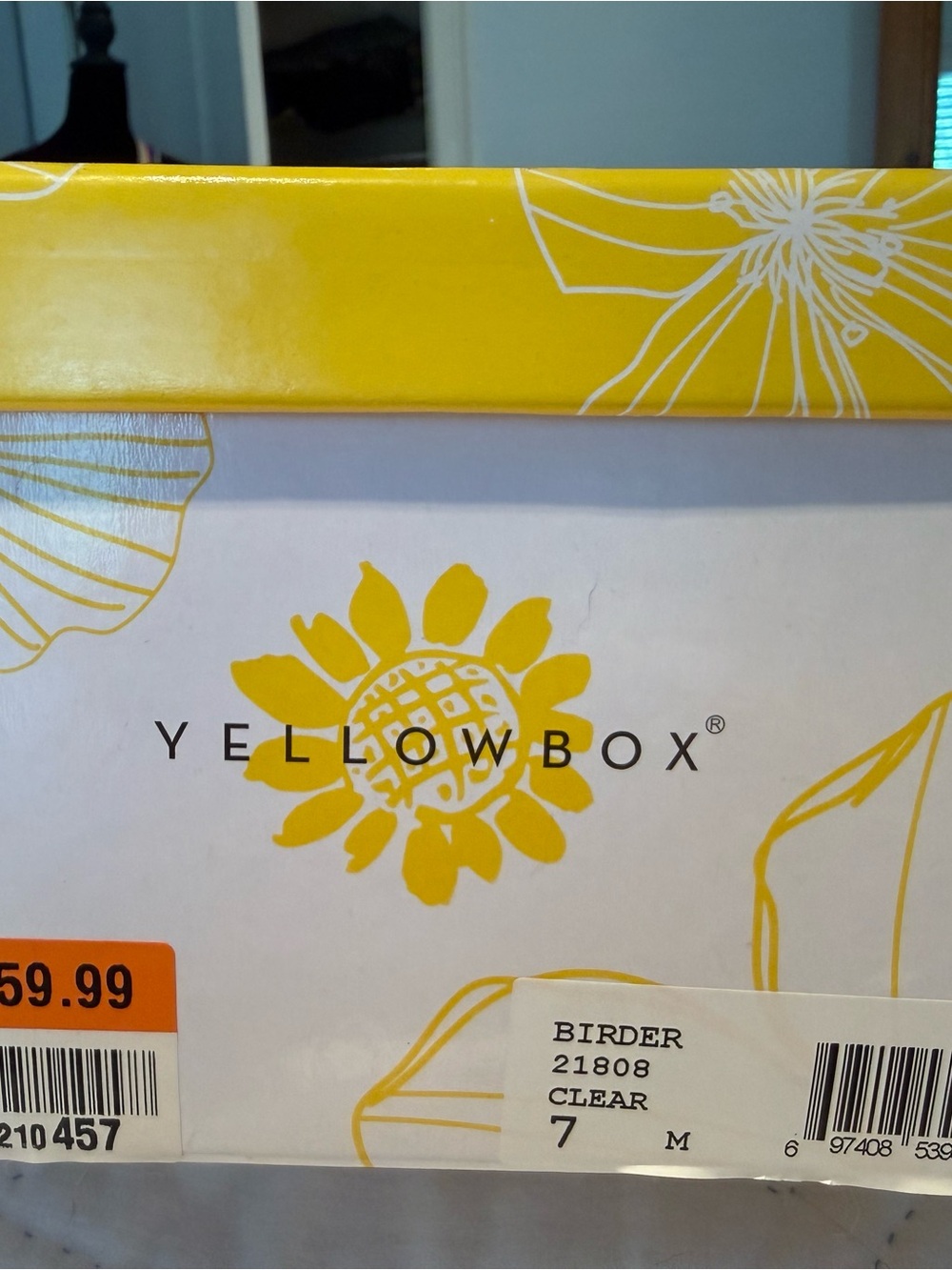 Yellow Box Black Rhinestone Wedge Thong Sandals size 7 - Picture 8 of 8